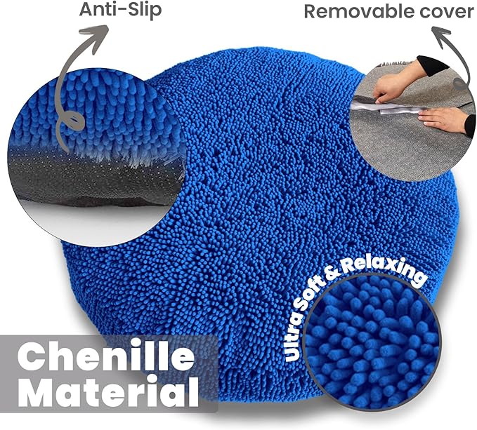 Muddy Mat® Cloud K-9 Bed for Dogs & Cats, Soft & Relaxing Donut Dog Bed, Chenille Material, Removable Cover, Washable & Dryer Safe–Navy Blue Large(40'x40')