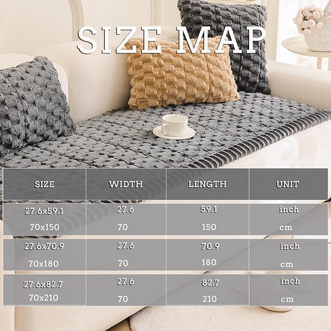 Couch Cover for Dogs Fuzzy Sofa Covers for Pet, Geometric Jacquard Coral Pet-Friendly Washable Non-Slip Sofas Slipcover Cushion Protector Pets Mat Dog Bed Mats
