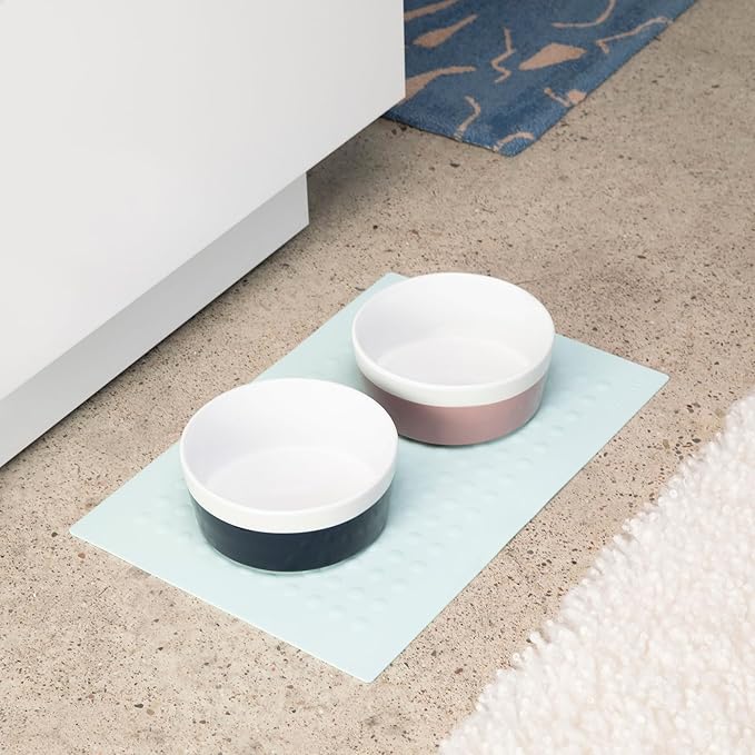 Waggo Dipper Ceramic Dog Bowl for Small and Large Breeds - Heavyweight and Durable Pet Food and Water Dish Crock, Dishwasher Safe, Modern (Mauve, Medium)
