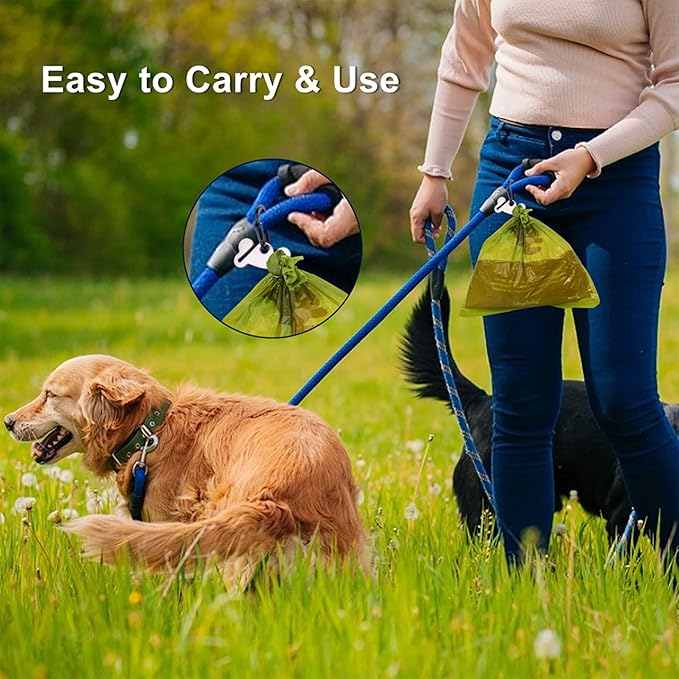 Dog Waste Bag Dispenser Pet Poop Bags Holder for Doggie Waste Bags Dispensers Soft Fabric Zipper Small Doggy Puppy Pouch for Leash Accessory Attachment with Carrier,2PCS Blue&Black