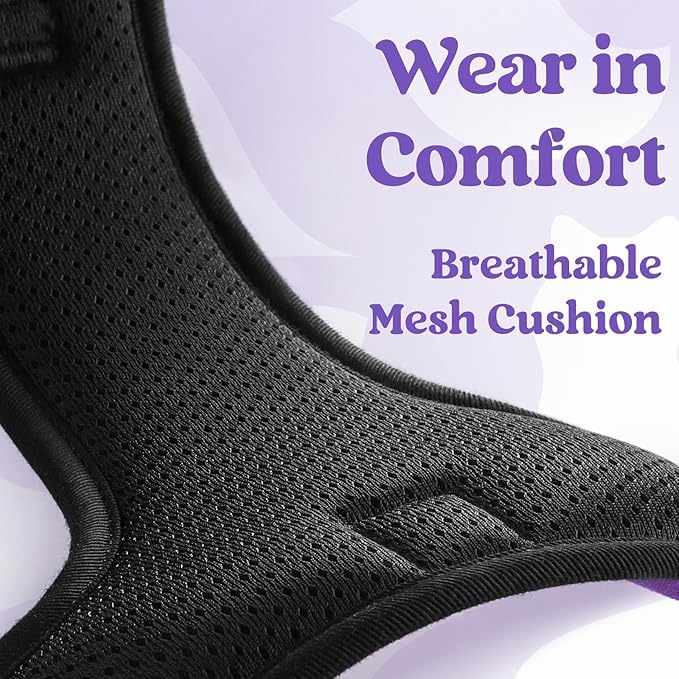rabbitgoo Dog Harness for Large, No Pull Pet Harness with 3 Buckles, Adjustable Soft Padded Vest with Control Handle, Walking Reflective Pet Vest for Large Dogs, Purple, L