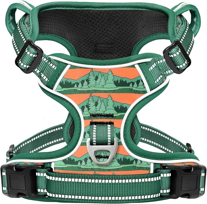 HEELE Dog Harness, No Pull Adjustable Padded Reflective Harness for Small Medium Large Dogs with Handle for Walking Training, Wilderness, L