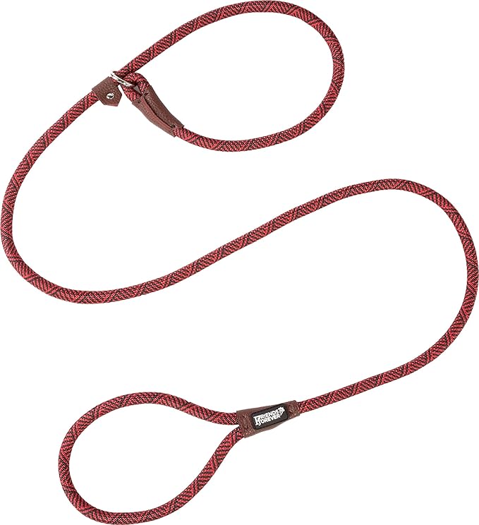 Friends Forever Extremely Durable Dog Rope Leash, Premium Quality Training Slip Lead, Reflective, Thick Heavy Duty, Sturdy, No Pull, Comfortable For The Strong Large Medium Small Pets 6 feet, Red