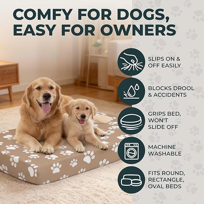 DUKE&LEFTY Furever Dogbed SLIPCOVER-Soft Stretchy Petbed Cover-Universal-Easy to Remove (Zipper Free) -Black/Small
