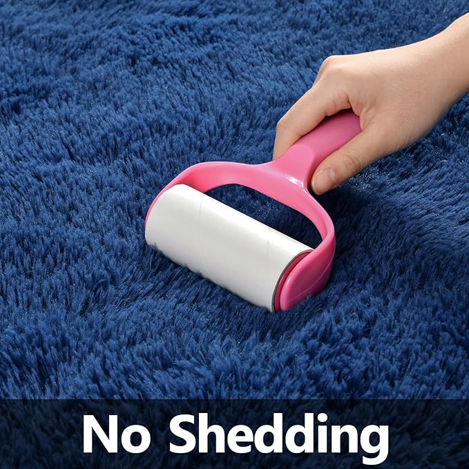 Large Shag Area Rugs 6 x 9, Plush Fuzzy Rugs for Living Room, Ultra Soft Fluffy Furry Rug for Bedroom, Indoor Carpet Nursery Rugs for Kids Room Home Decor, Navy Blue