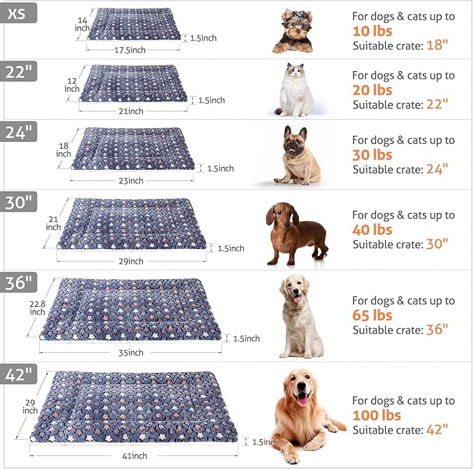 Mora Pets Dog Bed Crate Pad Ultra Soft Pet Bed with Cute Star Print Washable Crate Mat for Large Medium Small Dogs Reversible Fleece Dog Crate Kennel Mat Cat Bed Liner 41 x 29 inch Dark Blue