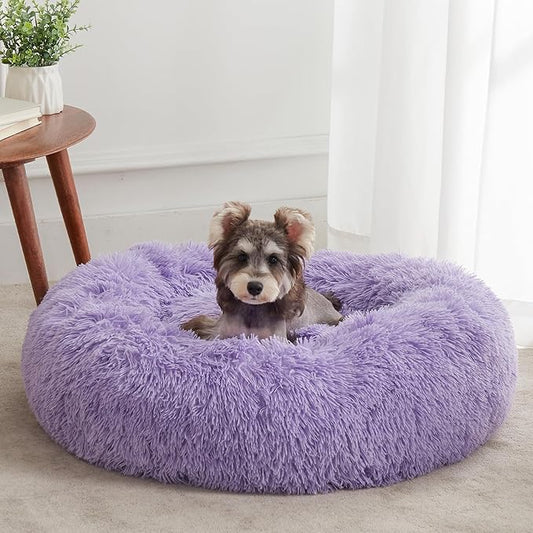 WESTERN HOME WH Calming Dog Bed & Cat Bed, Anti-Anxiety Donut Dog Cuddler Bed, Warming Cozy Soft Dog Round Bed, Dog Cat Cushion Bed for Small Medium Dogs and Cats