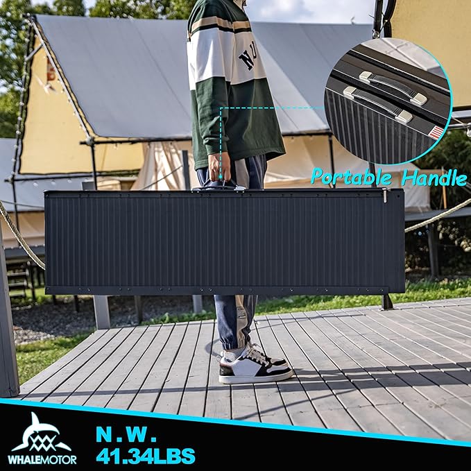 Black Portable Wheelchair Ramp, 7FT No-sew Non-Slip Aluminum Wheelchair Ramp, Folding Portable Wheelchair Ramps for Home, Weight Capacity Up to 800 LBS, Loading Dock Plates