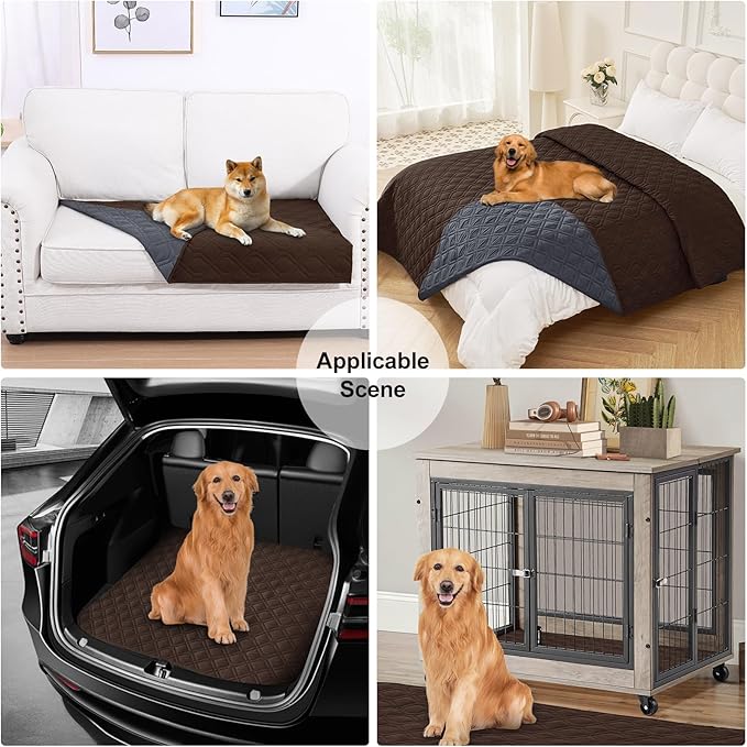 Smiry Reversible Waterproof Couch Covers for Sofa, Washable Dogs Couch Covers for 3 Cushion Sofa Pet Friendly, Water Resistant Furniture Protector Slipcover, Geometric (30"x53", Chocolate/Dark Grey)