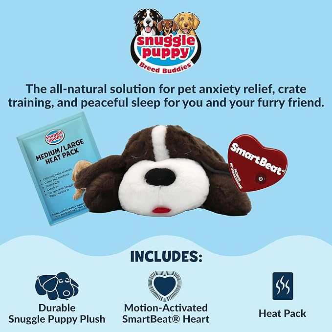 Snuggle Puppy Original Toys - Heartbeat Puppy for Dogs - Pet Anxiety Relief and Calming Aid - Comfort Dog Toys for Behavioral Training