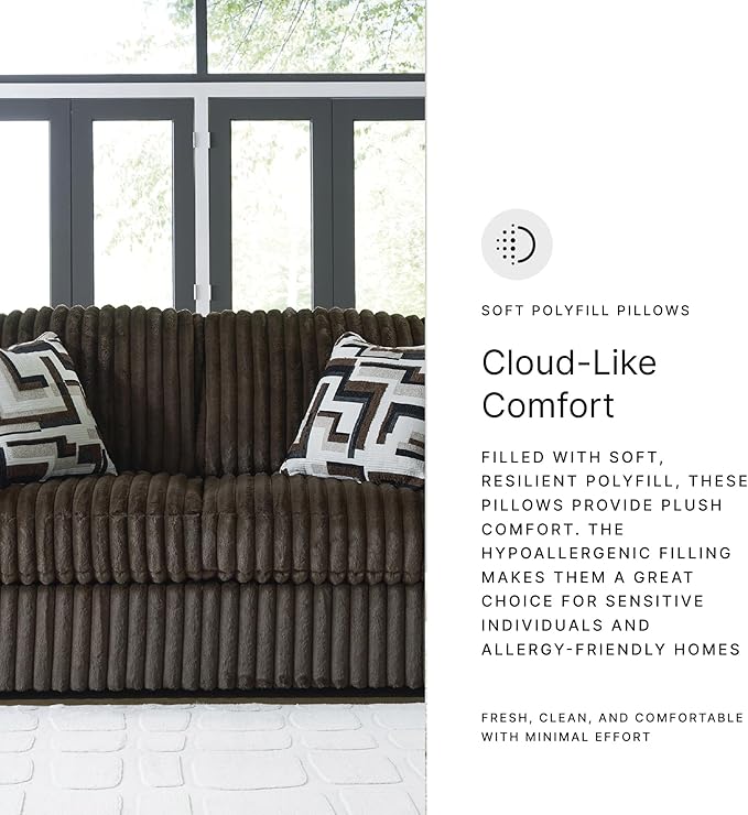 Signature Design by Ashley Midnight-Madness Loveseat with Reversible Cushions, Accent Pillows, Fabric Upholstery, 72" W x 41" D x 40" H, Dark Brown