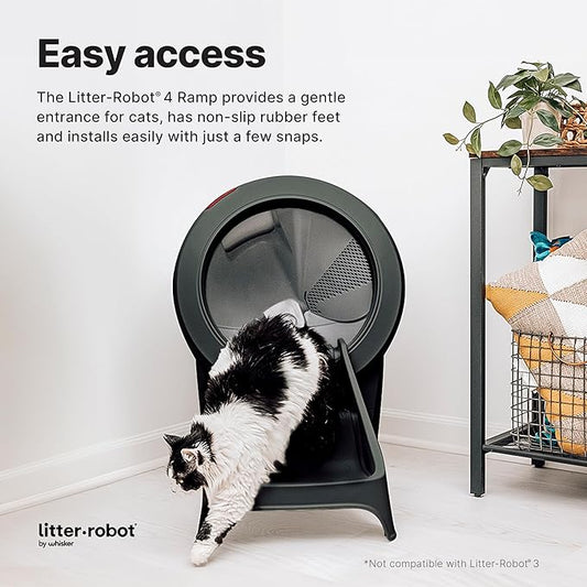 Litter-Robot 4 Ramp by Whisker, Black - Cat Ramp for Litter Box, Custom Fit for Litter-Robot 4, Non-Slip Rubber Feet, Suitable for Small & Elderly Cats, Made in The USA