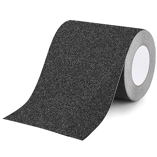 Qingluan Grip Tape, Anti Slip Tape Outdoor/Indoor Waterproof, Non Slip Tape for Stair Steps, Tread Staircases, Ramps, Skateboards (Black Tape, 5.9" x 33Ft)