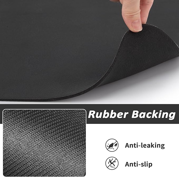 Dog Food Mat - Absorbent Cat Mat for Food and Water, No Stains Pet Feeding Bowl Mat, Easy to Clean Pet Placemats, Quick Dry Dog Water Dispenser Mat for Messy Drinkers | Black 18"x 34"