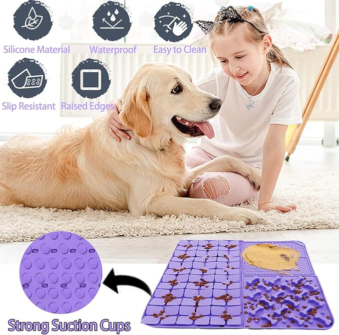 Silicone Snuffle Mat for Dog,Slow Feeder Lick Mat with Suction Cups for Slow Eating,Encourages Natural Foraging Skill,Pet Sniffing Mat for Small/Medium/Large Dog Cat