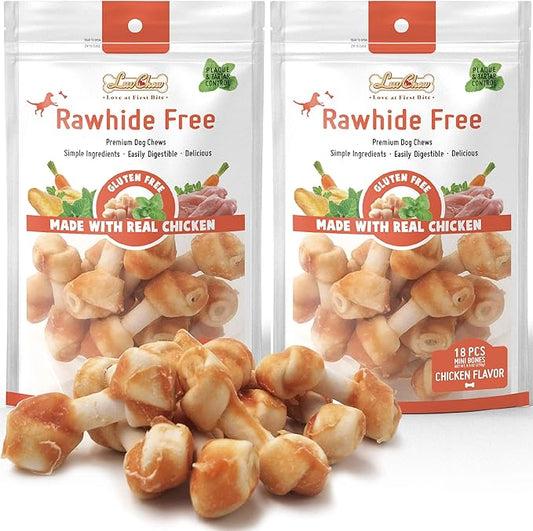 Premium Dog Chew Bones for Small Dogs, Rawhide Free, Grain Free, Made with Limited Ingredients, Delicious Mini 18pcs/Pack x 2packs