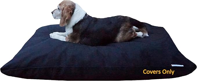Dogbed4less Do It Yourself DIY Pet Bed Pillow Duvet Canvas Cover + Waterproof Internal case for Dog/Cat at Medium 36"X29" Black Color - Covers only