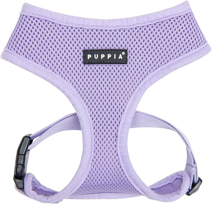 Puppia Soft Dog Harness No Choke Over-The-Head Triple Layered Breathable Mesh Adjustable Chest Belt and Quick-Release Buckle, Violet, Medium