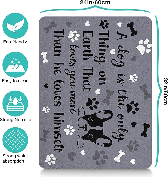 Pet Feeding Mat for Floors Waterproof Dog Mat for Food and Water Absorbent Quick Dry Non Slip mat for Cat Bowls