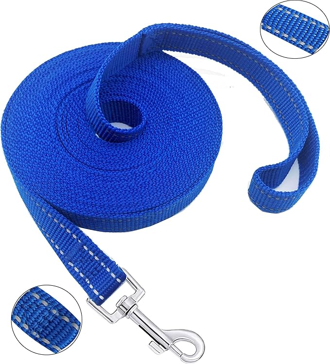 Nylon Training Dog Leash for Small Medium Dogs, 15ft 20ft 30ft 50ft 100ft Reflective Long Leash Dog/Puppy Lead for Obedience Recall Training, Camping