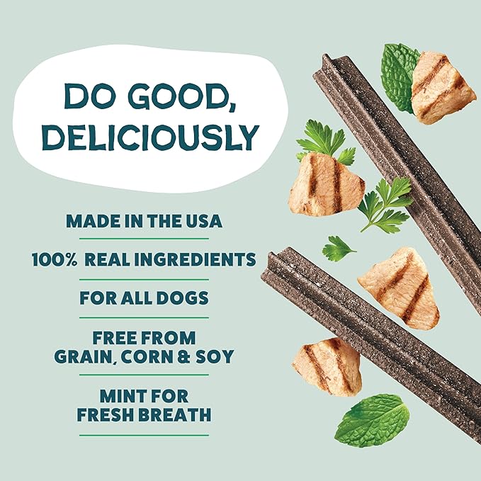 Shameless Pets Dental Treats for Dogs, A Cluck A Day - with Digestive Support for Teeth Cleaning & Fresh Breath - Dog Bones Dental Chews Free from Grain, Corn & Soy