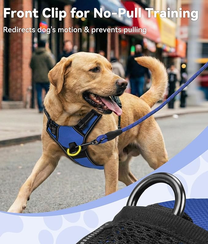 Joytale No Pull Dog Harness for Extra Large Dogs, Reflective Pet Vest with Front Clip, Adjustable Soft Padded Harnesses with Easy Control Handle for Training and Walking, Navy Blue, XL