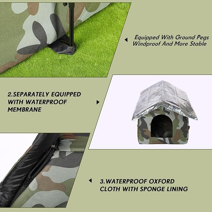 Weysat 4 Pcs Outdoor Cat House Weatherproof Stray Cat Shelter Waterproof Feral Cat Houses for Outdoor Cats Insulated Foldable Warm Cat Bed Tent Kennel for Winter Cat Supplies, Easy to Assemble