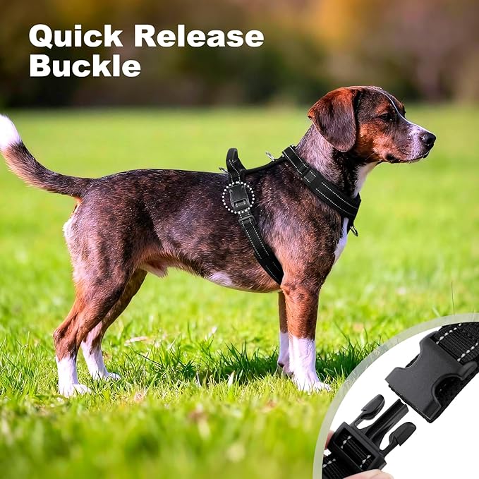 No Pull Dog Harness with Handle, Soft Mesh Padded Adjustable for Small Medium Large Dogs | Reflective Easy Walk Harness with Front Clip for Training, Running & Outdoor (Black, M)