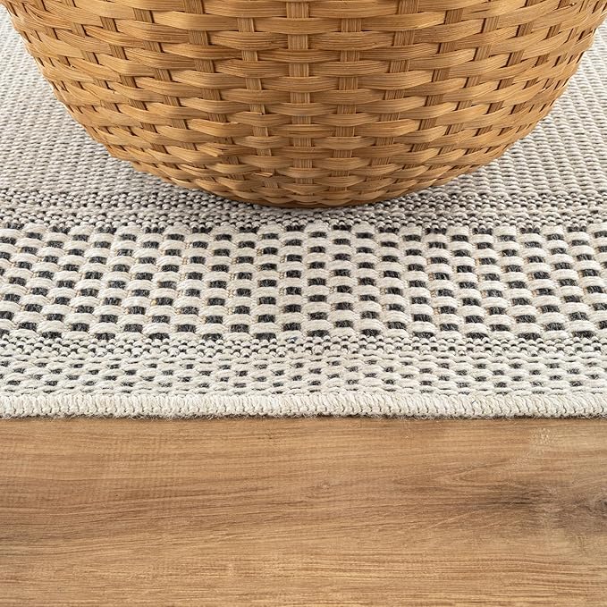 CAMILSON Easy Jute Rug 2x7, Indoor and Outdoor Off-White Runner Rug for Kitchen, Hallway and Entryway, Bordered Boho Woven Design, Easy-Cleaning, Washable Outside Carpet (2 x 7)