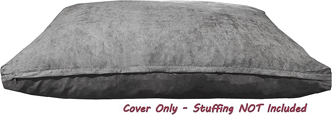 Dogbed4less DIY Pet Bed Pillow Grey Microsuede Duvet Cover and Waterproof Internal case for Medium to Large Dog at 40X35X4 Inch - Covers only