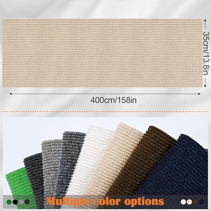 Cat Scratch Furniture Protector - 158" x 13.8" Trimmable Self-Adhesive Cats Claws Scratch Pads, DIY Cat Climbing Couch Protector for Scratch Post Cat Tree Replacement Indoor (Khaki)