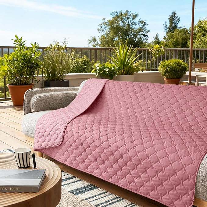 gogobunny 3X Stronger Waterproof Pet Blanket, Scratch Proof Furniture Protector for Dogs Cats, Reversible Cover 82x102 Inch, Dark Pink/Light Pink