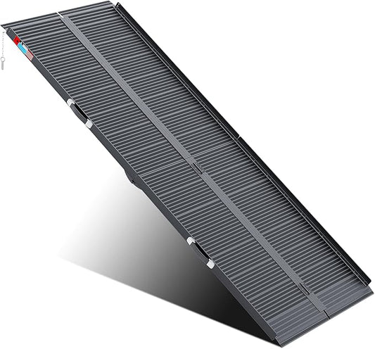 Black Portable Wheelchair Ramp, 8FT No-sew Non-Slip Aluminum Wheelchair Ramp, Folding Portable Wheelchair Ramps for Home, Weight Capacity Up to 800 LBS, Loading Dock Plates