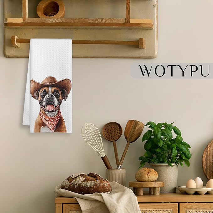 Funny Boxer Gifts Kitchen Towels, Boxer Gifts for Women Dish Tea Towel for Kitchen Decor, Boxers Gifts Hand Towels for Bathroom Decor, 16X24 Inch