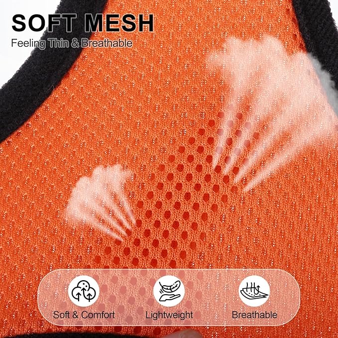 BINGPET No Pull Dog Harness, Soft Mesh Breathable All Weather Vest, Safety Protection Design, Durable Adjustable Step-in Easy Walk Dog Harness for Large Dogs (Orange, L)