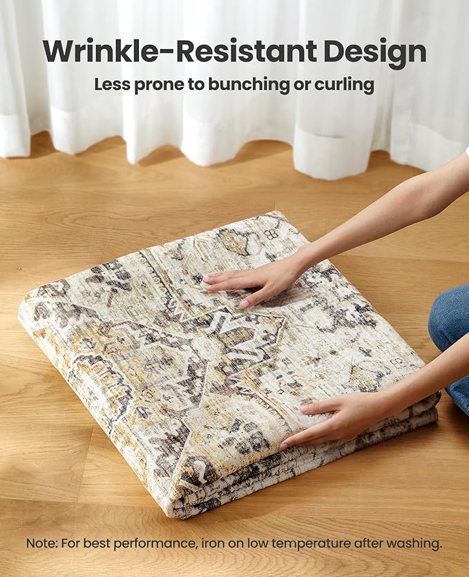 AMADA HOMEFURNISHING 8x10 Area Rugs, Low-Profile Large Washable Area Rug with Non-Slip Backing & Durable Edge Binding, Vintage Rugs for Living Room, Bedroom, Dinning Room