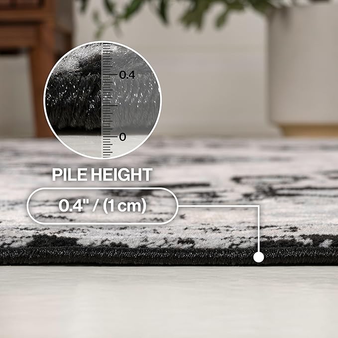 JONATHAN Y Vintage Medallion Indoor Area Rug 4X6 Black/Ivory, Modern Boho for Living Room, Bedroom, Kitchen, Office, Easy-Cleaning, High Traffic, Pet-Friendly, Non-Shedding MDP106F-4