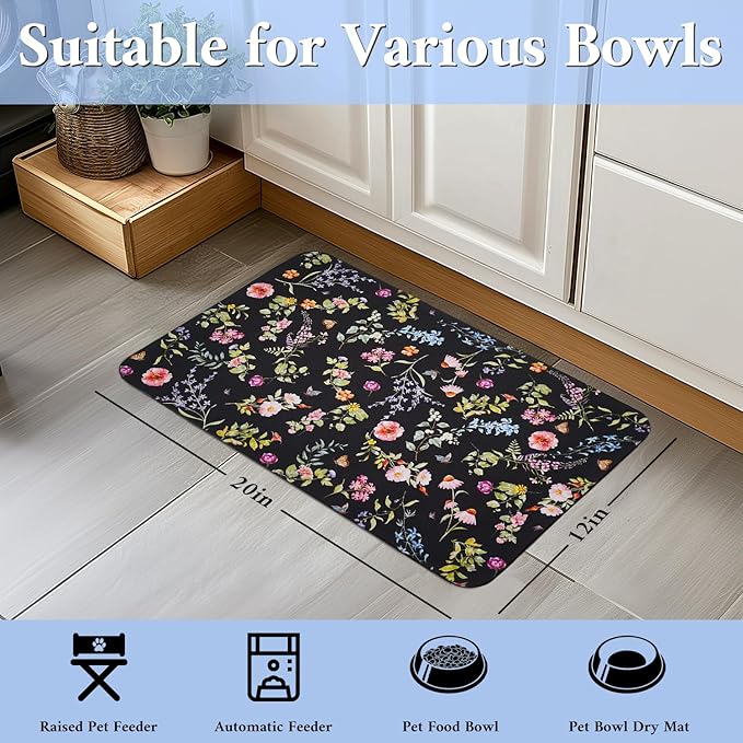 Dog Food Mat for Floors Waterproof Quick Dry Pet Placemat Cat Feeding Bowls Mats for Food and Water, Eco-Friendly Dog Accessories Diatomite Pets Supplies 12" X 20"