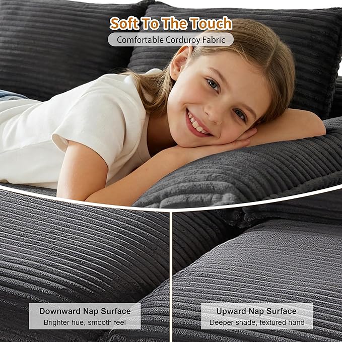 80" Cloud Loveseat Sofa, Boneless Couch Sofa in A Box for Living Room, Modern Modular Sectional Sofas 2 Seat Couch Foam Comfy No Assembly Cloud Couches with Throw Pillows for Bedroom,Dorm,Dark Gray