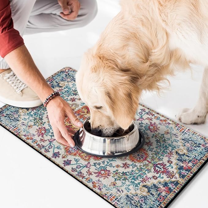Pet Feeding Mat for Floors Waterproof Dog Mat for Food and Water Absorbent Quick Dry Non Slip mat for Cat Bowls