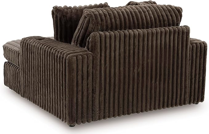 Signature Design by Ashley Midnight-Madness Contemporary Oversized Chaise with Reversible Cushions, USB Ports and Cup Holders, Dark Brown