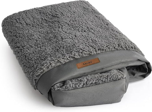 LE SURE Washable Dog Bed Cover Replacement - Medium Size Plush Fleece Cover for Orthopedic Egg Crate Foam Pet Mat 30x20x3 Inches, Dark Grey