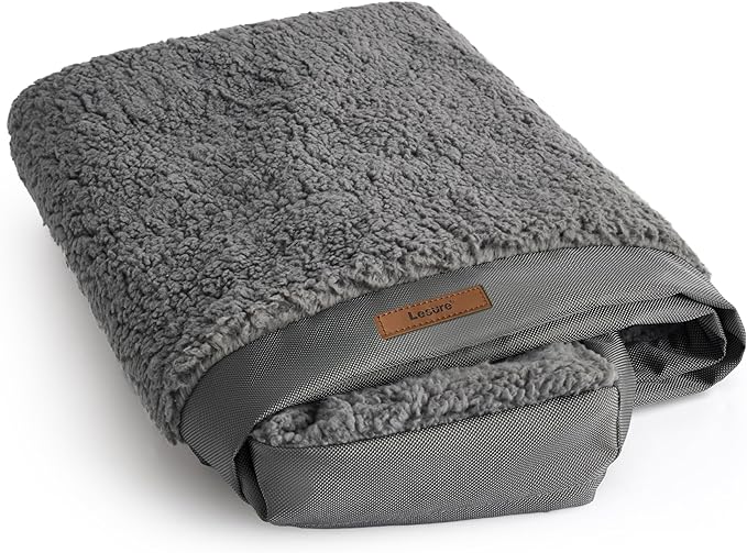 LE SURE Washable Dog Bed Cover Replacement - Large Size Plush Fleece Cover for Orthopedic Egg Crate Foam Pet Mat 36x27x3 Inches, Dark Grey