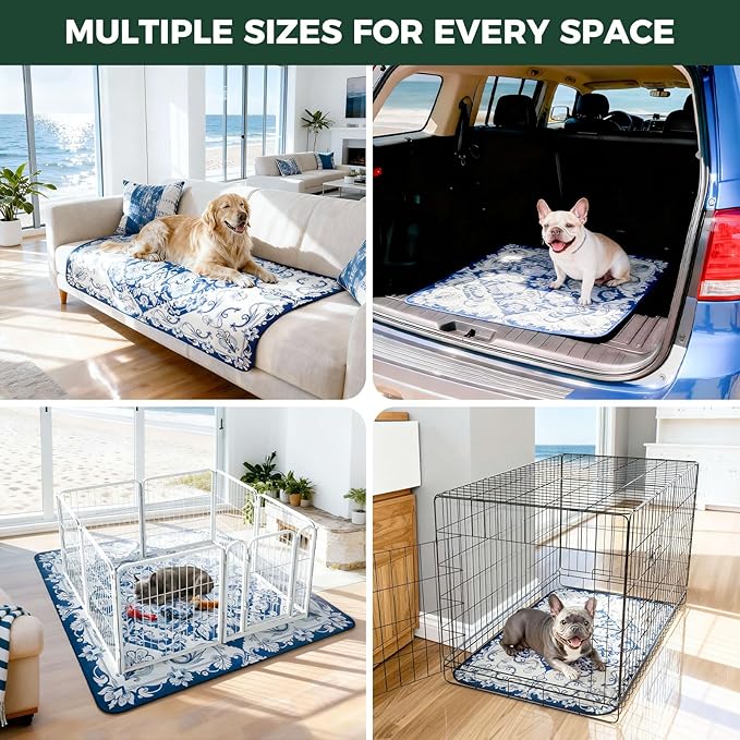 FXW Washable Pee Pads for Dogs, Puppy Pads with Super Absorbent, Specifically Designed for FXW Rollick/Homeplus 24inch 6 Panels Dog Playpen, 39" x 63" Rectangle, Mandala Blue, 1 Pack