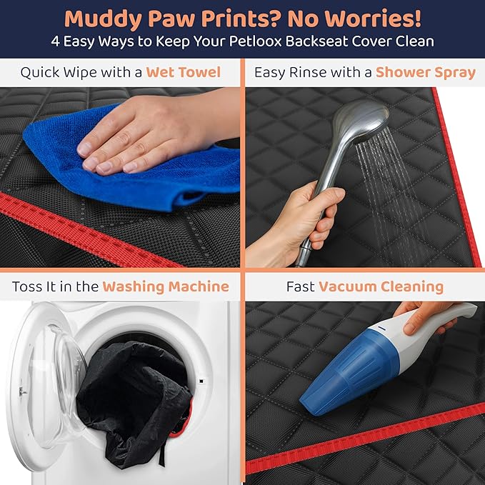 Dog Car Seat Cover for Back Seat, Waterproof Hammock for Car, SUV & Truck, Non-Slip Backseat Cover for Dogs, Heavy-Duty Dog Hammock Style Seat Protector Pets, Easy to Install & Clean