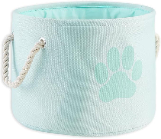 Bone Dry Pet Storage Collection Collapsible Bin, Small Round, Aqua