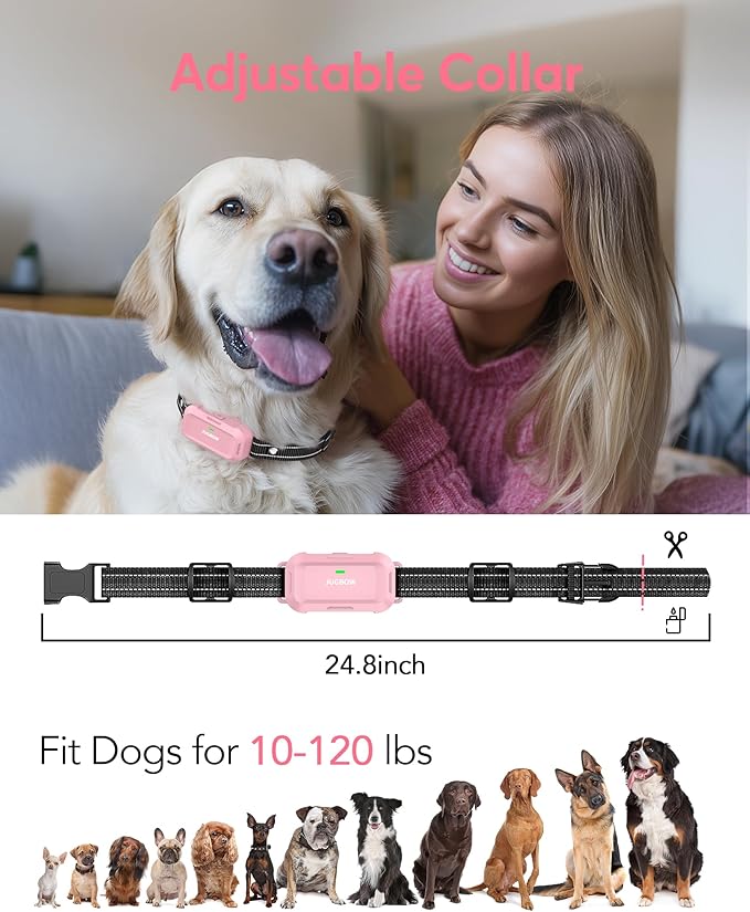 Jugbow Dog Shock Collar - 4200FT Dog Training Collar with Remote, IPX7 Waterproof Electric Collar with 4 Training Modes, Security Lock, Rechargeable e-Collar for Dogs 10-120lbs(Pink)