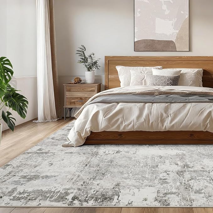 GarveeHome Neutral Area Rugs 8x10 for Living Room, Modern Abstract Large Washable Rug Soft Non Slip Stain Resistant Floor Mat Carpet Indoor Beige Accent Rug for Bedroom Nursery Home Decor