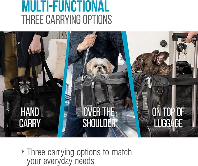 Sherpa Delta Airlines Travel Pet Carrier, Airline Approved & Guaranteed On Board - Black, Medium
