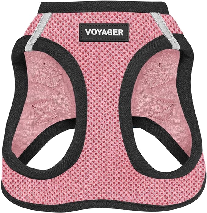 Best Pet Supplies - All Weather Mesh / Plush, Reflective, No Pull Harness for Small, Medium Dogs, Cats - Secure with Hook & Loop Fastener, Buckle, Double D-Rings - Pink/Black Trim, S